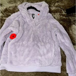 Purple lavander fluffy sweater.